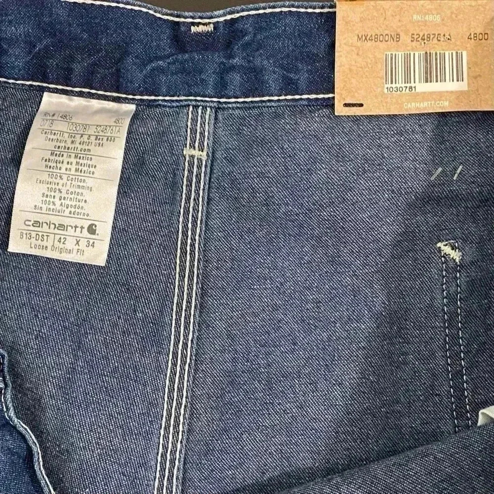New Carhartt Original Work Dungarees B13 Loose Fit Dead Stock Utility 42 x 34 - Picture 10 of 11